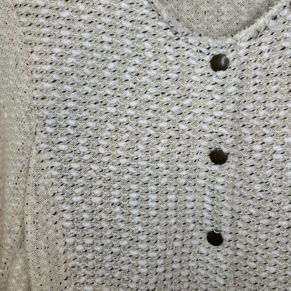 Anthropologie Cartonnier Knit Blazer Ivory Cream Woven Snap Jacket Peplum Size L - Picture 3 of 13